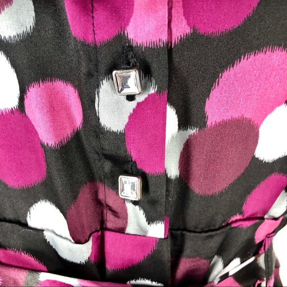 Polka Dot Cinch Dress Purple Black Size 12 - Picture 8 of 8